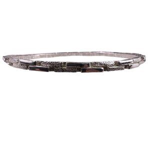 Trifari Womens Silver Tone Metal Textured Bangle Bracelet Vintage Style